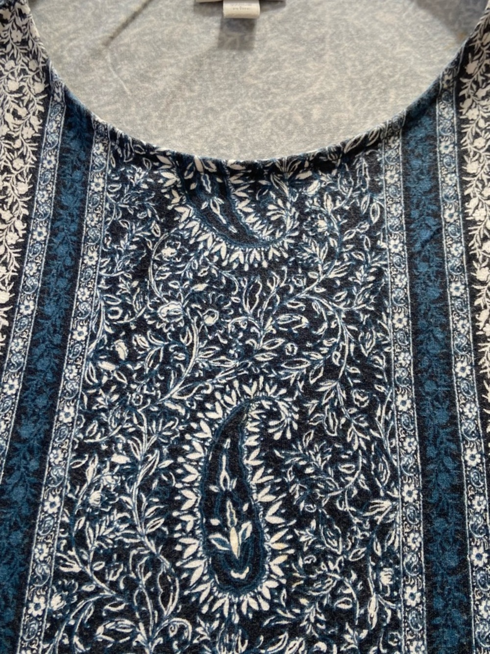 J. Jill Navy and White Paisley Midi Shift Dress Size LP - Picture 8 of 12